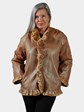 Woman's Zuki Gold Sheared Mink Fur Jacket Reversing to Suede