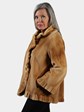 Woman's Zuki Gold Sheared Mink Fur Jacket Reversing to Suede