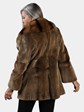 Woman's Mocha Sheared Mink Jacket with Large Sable Collar