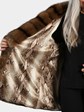 Woman's Mocha Sheared Mink Jacket with Large Sable Collar