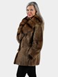 Woman's Mocha Sheared Mink Jacket with Large Sable Collar