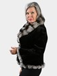 Woman's Black Sheared Mink Fur Jacket with Chinchilla Trim