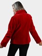 Woman's Red Sheared Mink Fur Jacket