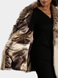 Woman's Golden White Semi Sheared Mink Fur Jacket with Cat Lynx Bodice