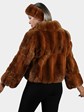 Woman's Whiskey Dyed Chinchilla Fur Jacket with Headband