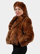 Woman's Whiskey Dyed Chinchilla Fur Jacket with Headband