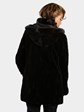 Woman's Dark Brown Sheared Mink Fur Jacket with Detachable Hood and Reversible