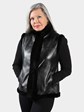 Woman's Black Sheared Mink Fur Vest Reversible to Leather