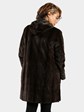 Woman's Brown Sheared Mink Fur Stroller with Hood (Reversible)