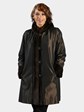Woman's Brown Sheared Mink Fur Stroller with Hood (Reversible)
