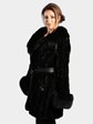 Woman's Rizal Black Sheared and Knit Rex Rabbit and Fox Fur Stroller with Belt