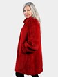 Woman's Plus Size Red Rex Rabbit Knit Fur Stroller