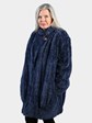 Woman's Plus Size Paula Lishman Denim Blue Knit Sheared Beaver Fur Stroller