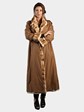 Woman's Bleached Mahogany Semi Sheared Mink Fur Coat (Reversible)