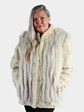 Woman's Blue Fox Fur Jacket with Sheared Mink Sleeves and Front