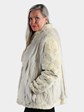 Woman's Blue Fox Fur Jacket with Sheared Mink Sleeves and Front