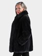 Woman's Charcoal Grey Sheared Beaver Fur Jacket with Fox Tuxedo