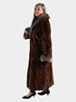 Woman's Demi Buff Mink Fur Coat with Crystal Fox Collar and Cuffs