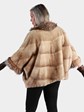 Woman's Wheat Colored Mink Fur Cape / Jacket with Dyed Silver Fox Trim