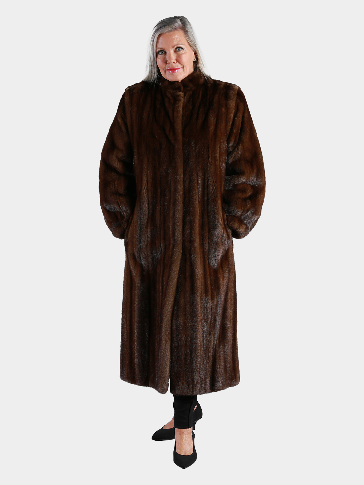 Woman's Mahogany Female Mink Fur Coat