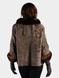 Woman's Taupe Broadtail Lamb Fur Jacket with Mahogany Mink Collar and Cuffs