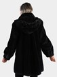 Woman's Onyx Sheared Beaver Fur Stroller with Detachable Hood