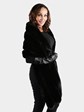 Woman's Dyed Black Sable Fur Straight Stole