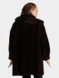 Woman's Plus Size Dark Brown Sheared Sculptured Mink Fur Hooded Stroller