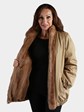 Woman's Autumn Haze Female Mink Fur Jacket Reversing to Fabric