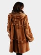 Woman's Whiskey Female Mink Fur Stroller with Detachable Hood