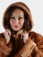 Woman's Whiskey Female Mink Fur Stroller with Detachable Hood