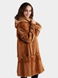 Woman's Whiskey Female Mink Fur Stroller with Detachable Hood