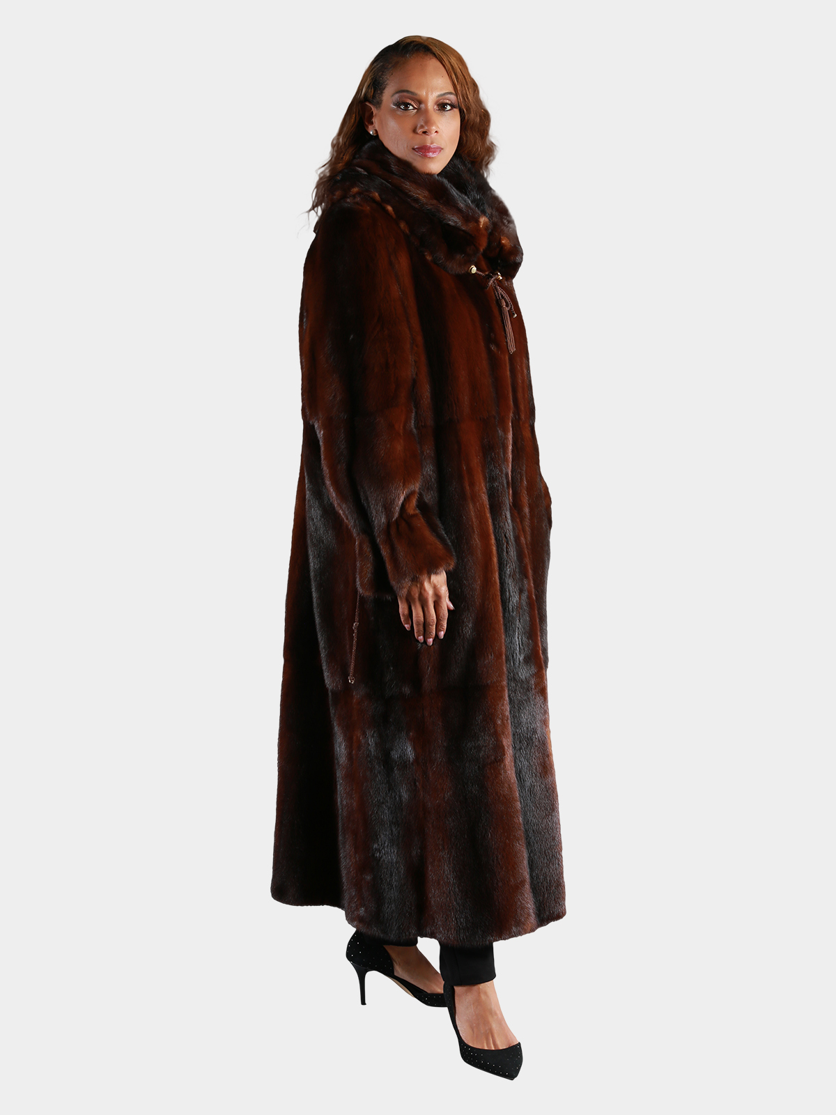 Woman's Plus Size Burnt Amber Mink Fur Coat - Estate Furs