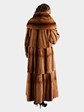 Woman's Whiskey Degrade Sheared Mink Fur Coat Reversible with Double Fur Hood