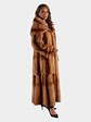 Woman's Whiskey Degrade Sheared Mink Fur Coat Reversible with Double Fur Hood