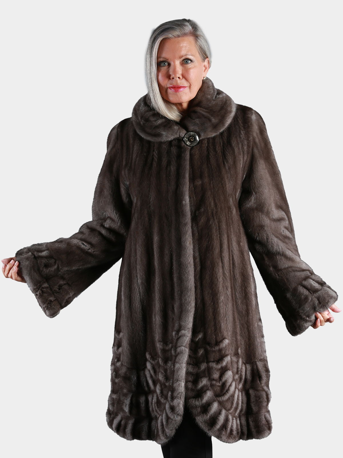 Woman's Blue Iris Female Mink Fur Stroller