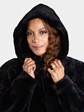 Woman's Plus Size Black / Purple Sheared and Sculptured Beaver Fur Stroller with Detachable Hood