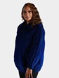 Woman's Royal Blue Sheared Mink Fur Jacket