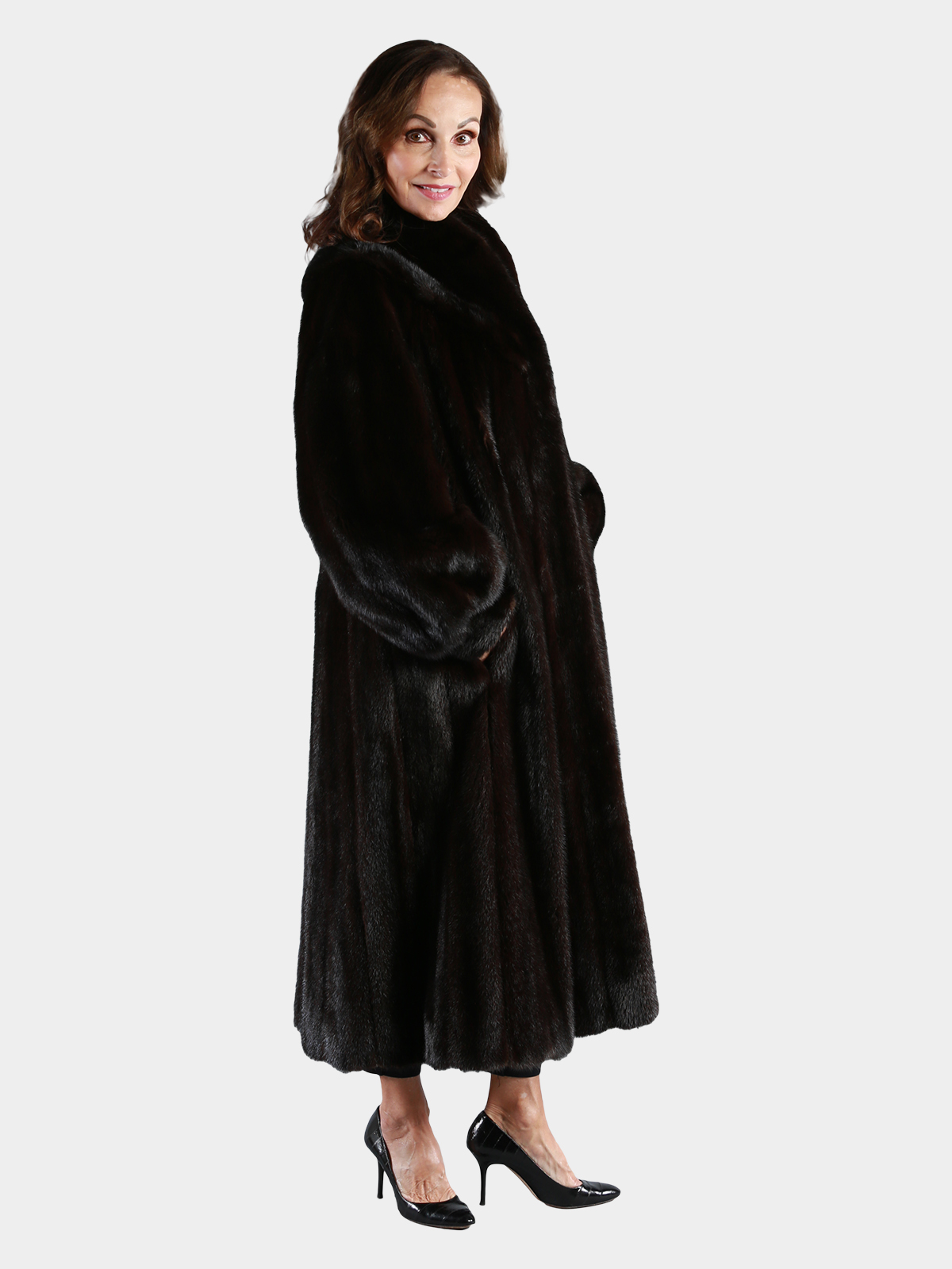 Woman's Deep Mahogany Female Mink Fur Coat - Estate Furs