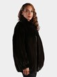 Woman's Plus Size Ranch Female Mink Fur Zipper Jacket