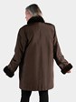 Woman's Brown Rain Taffeta Stroller with Sheared Nutria Lining