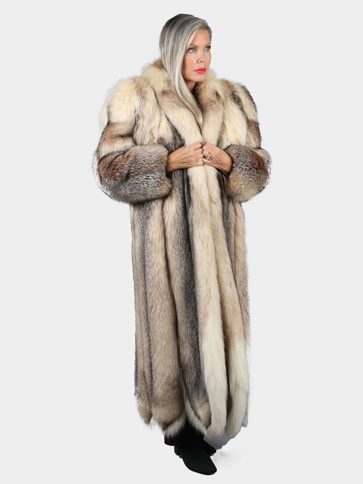 Woman's Natural Crystal Fox Fur Coat