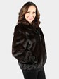 Natural Deep Mahogany Female Mink Fur Bomber Jacket
