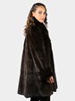 Woman's Brown Sheared Swing Style Mink Fur Stroller Reversible to Rain Taffeta