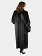 Woman's Natural Ranch Female Mink Fur Coat with Sable Collar