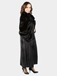 Woman's Natural Ranch Female Mink Fur Coat with Sable Collar