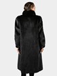 Woman's Natural Ranch Cord Cut Mink Fur Coat with Fox Tuxedo Front