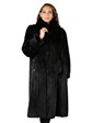 Woman's Natural Ranch Cord Cut Mink Fur Coat with Fox Tuxedo Front