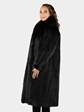 Woman's Natural Ranch Cord Cut Mink Fur Coat with Fox Tuxedo Front