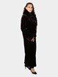 Woman's Extra Long Neiman Marcus Deep Brown Sheared Mink Fur Coat with Chinchilla Collar